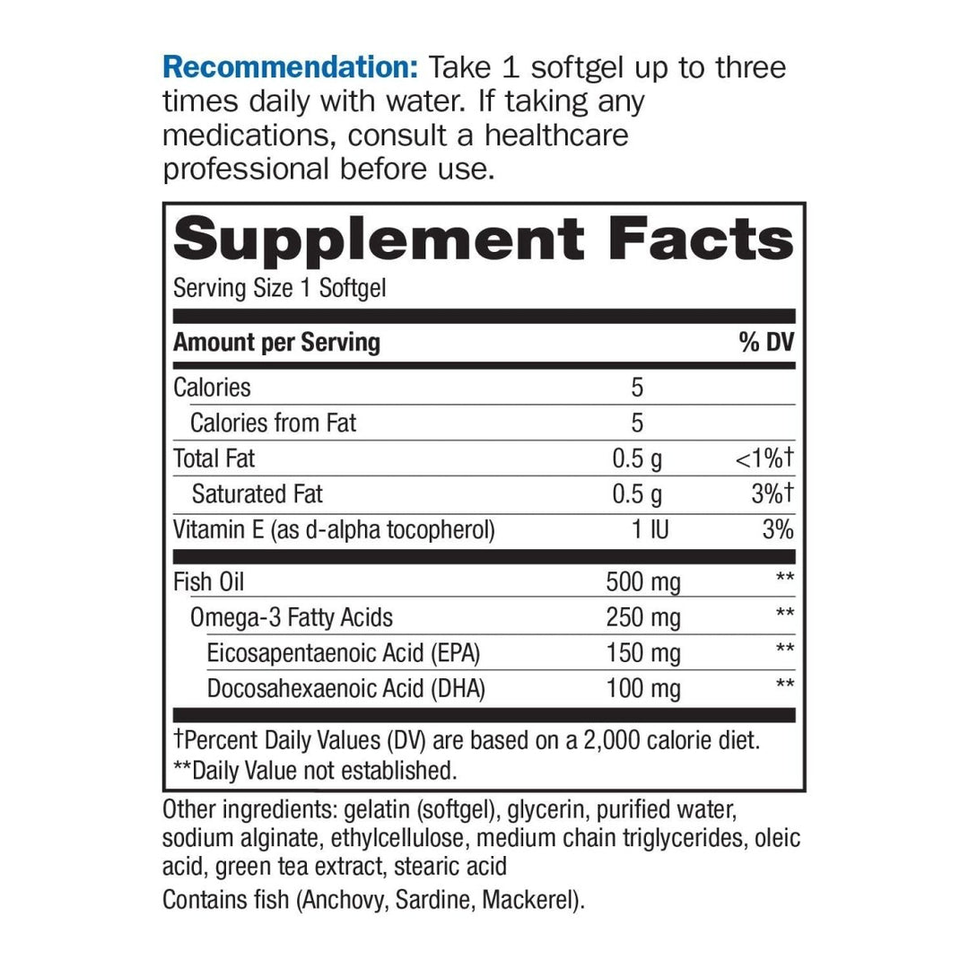 Nature's Way Fisol 50% EPA and DHA Enteric - Coated Fish Oil, No Fishy Burp - Back, 180 Softgels - The Oasis of Health