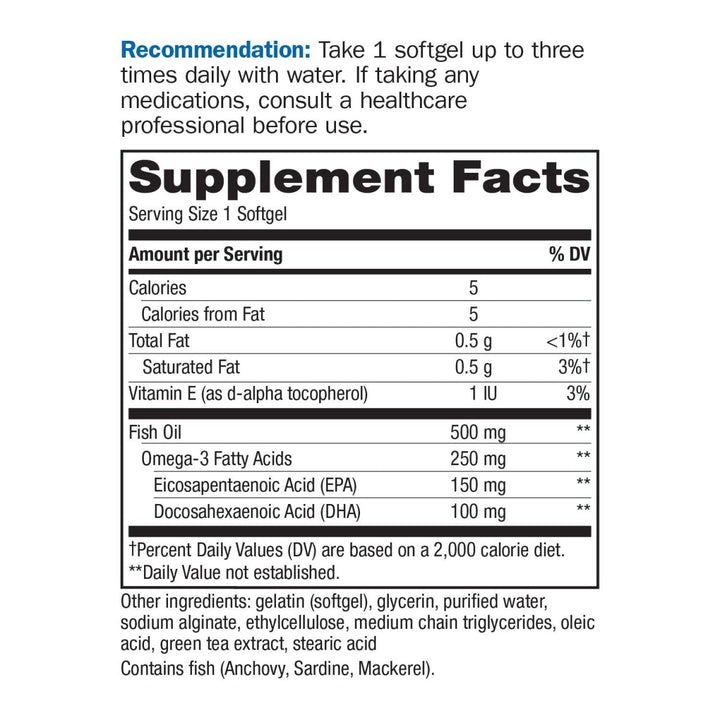 Nature's Way Fisol 50% EPA and DHA Enteric - Coated Fish Oil, No Fishy Burp - Back, 180 Softgels - The Oasis of Health