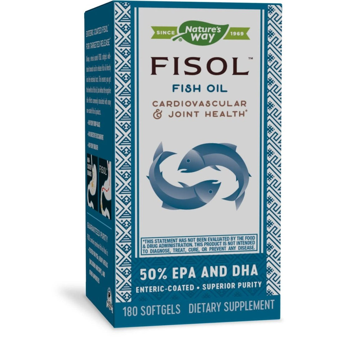 Nature's Way Fisol 50% EPA and DHA Enteric - Coated Fish Oil, No Fishy Burp - Back, 180 Softgels - The Oasis of Health
