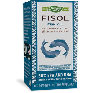 Nature's Way Fisol 50% EPA and DHA Enteric - Coated Fish Oil, No Fishy Burp - Back, 180 Softgels - The Oasis of Health