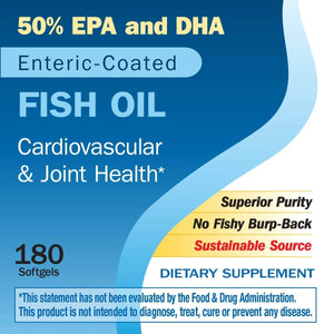 Nature's Way Fisol 50% EPA and DHA Enteric - Coated Fish Oil, No Fishy Burp - Back, 180 Softgels - The Oasis of Health