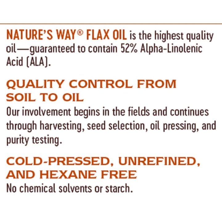 Nature's Way Flax Oil Max Strength, Cold Pressed and Unrefined, Contains Omega - 3 Fatty Acid, 100 Softgels - The Oasis of Health