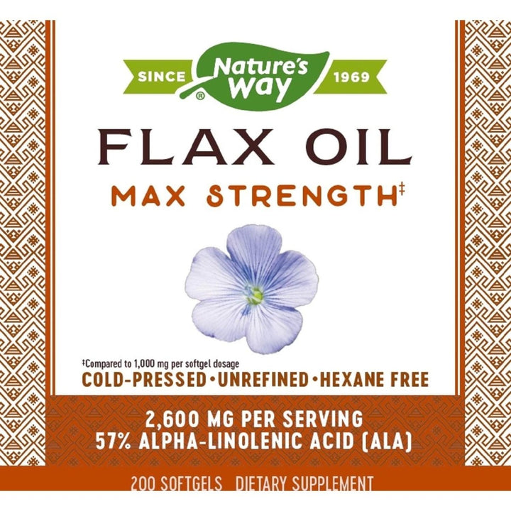 Nature's Way Flax Oil Max Strength® - Supports Heart Health - 200 Softgels - The Oasis of Health