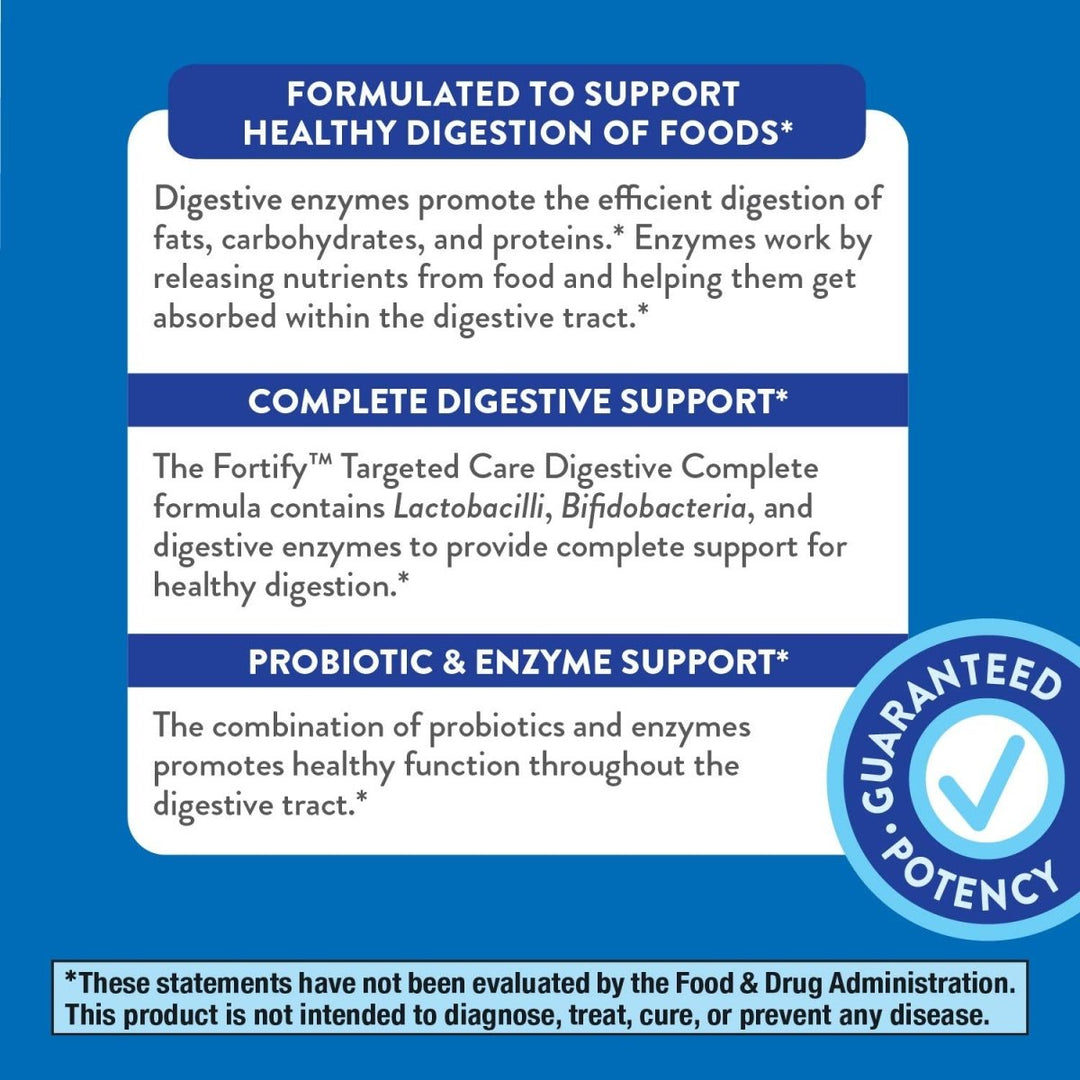 Nature's Way Fortify Daily Probiotic and Enzymes, Digestive Health Complete Targeted Care for Men and Women*, 30 Vegan Capsules - The Oasis of Health