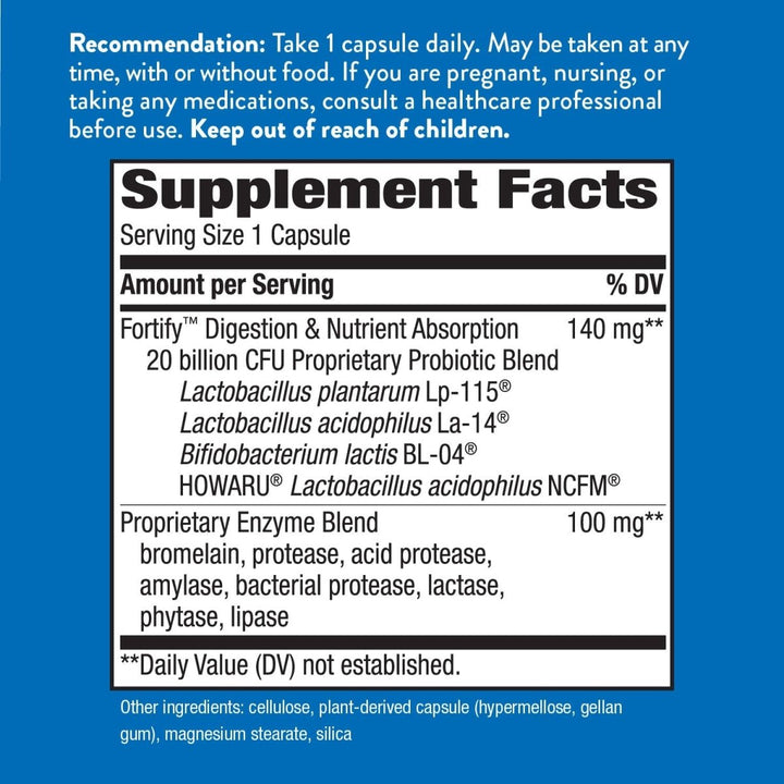 Nature's Way Fortify Daily Probiotic and Enzymes, Digestive Health Complete Targeted Care for Men and Women*, 30 Vegan Capsules - The Oasis of Health