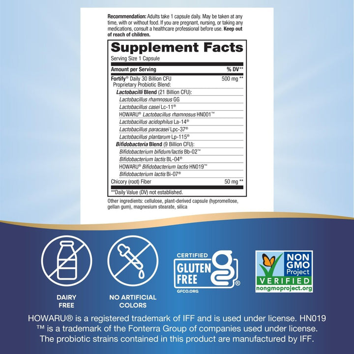 Nature's Way Fortify Daily Probiotic + Prebiotic for Men and Women, 30 Billion Live Cultures, Digestive and Immune Health Support* Supplement, 30 Capsules (Packaging May Vary) - The Oasis of Health
