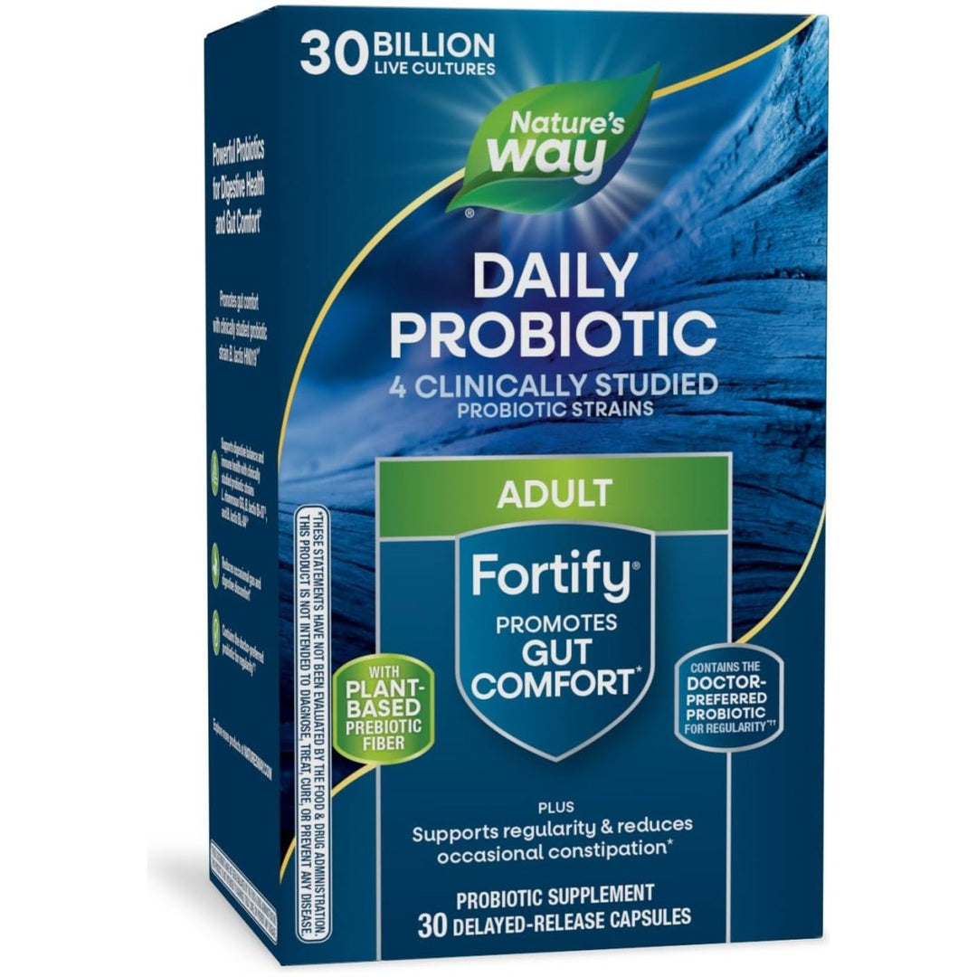 Nature's Way Fortify Daily Probiotic + Prebiotic for Men and Women, 30 Billion Live Cultures, Digestive and Immune Health Support* Supplement, 30 Capsules (Packaging May Vary) - The Oasis of Health