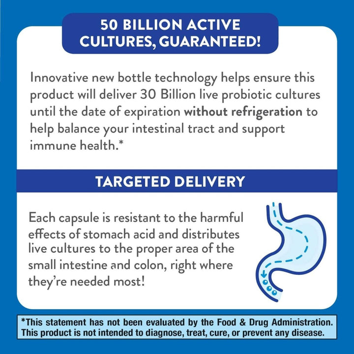 Nature's Way Fortify Daily Probiotic + Prebiotic for Men and Women, 30 Billion Live Cultures, Digestive and Immune Health Support* Supplement, 30 Capsules (Packaging May Vary) - The Oasis of Health