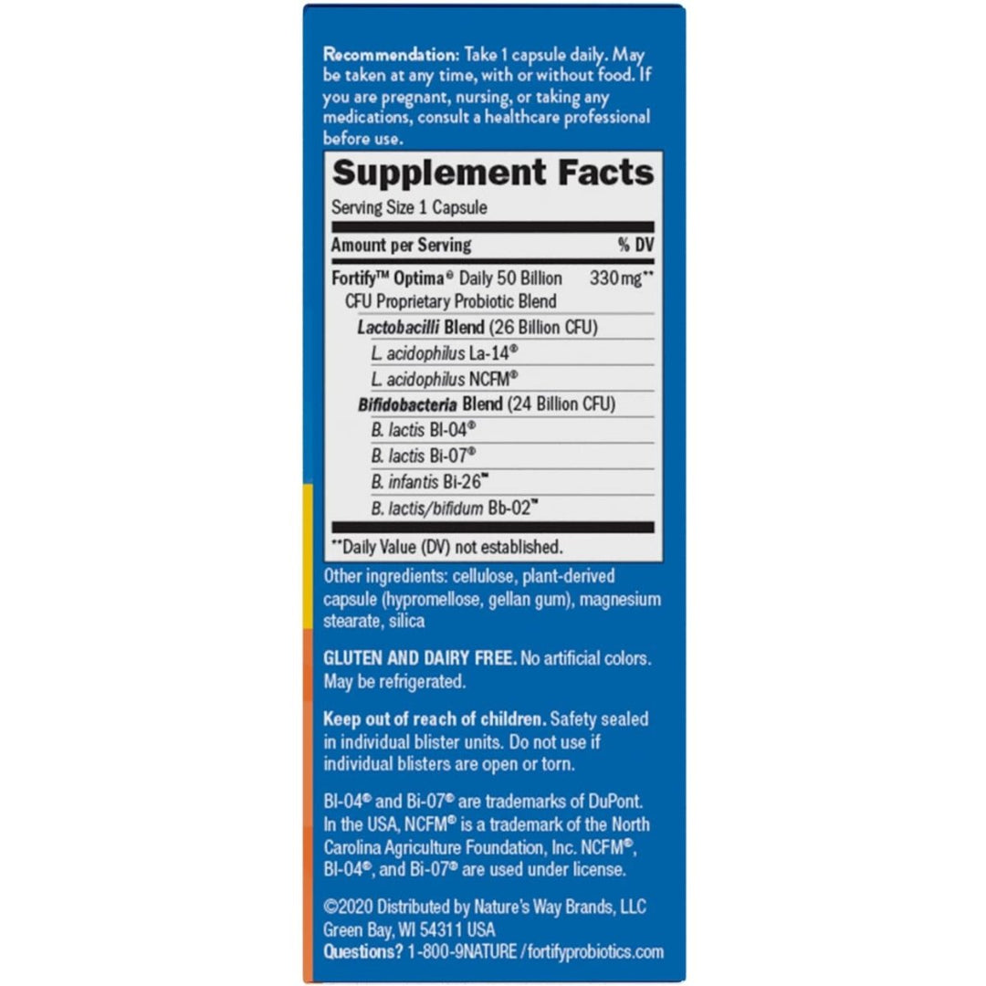 Nature's Way Fortify Optima 50 Billion Daily Probiotic, 50 Billion Live Cultures, 6 Probiotic Strains, Supports Digestive and Immune Health, 30 Capsules - The Oasis of Health