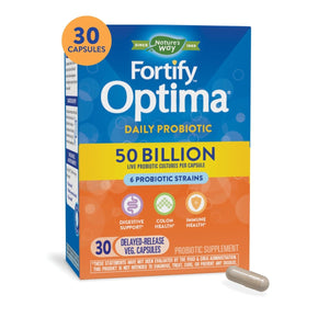 Nature's Way Fortify Optima 50 Billion Daily Probiotic, 50 Billion Live Cultures, 6 Probiotic Strains, Supports Digestive and Immune Health, 30 Capsules - The Oasis of Health