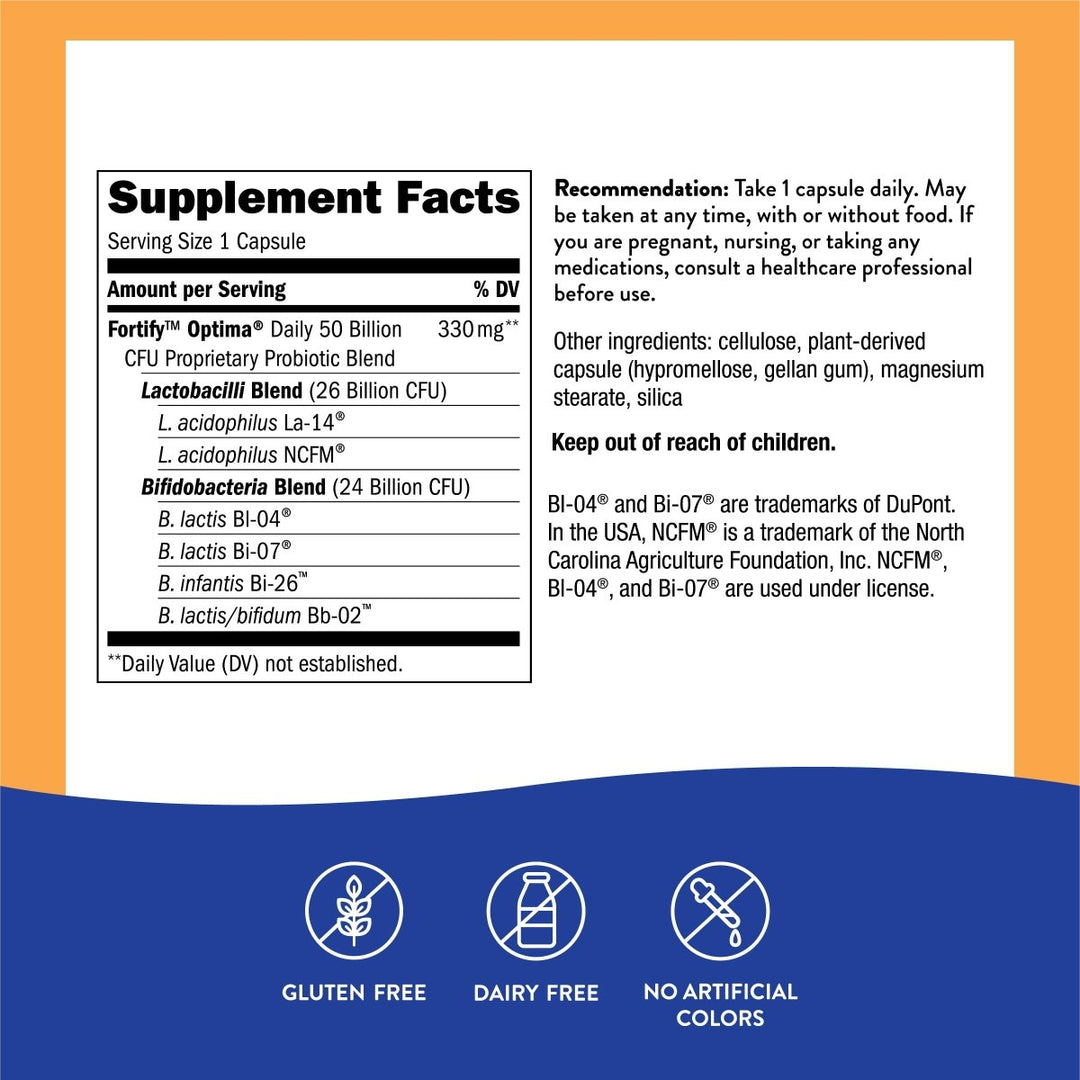 Nature's Way Fortify Optima 50 Billion Daily Probiotic, 50 Billion Live Cultures, 6 Probiotic Strains, Supports Digestive and Immune Health, 30 Capsules - The Oasis of Health