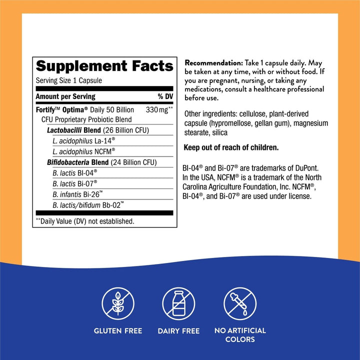 Nature's Way Fortify Optima 50 Billion Daily Probiotic, 50 Billion Live Cultures, 6 Probiotic Strains, Supports Digestive and Immune Health, 30 Capsules - The Oasis of Health