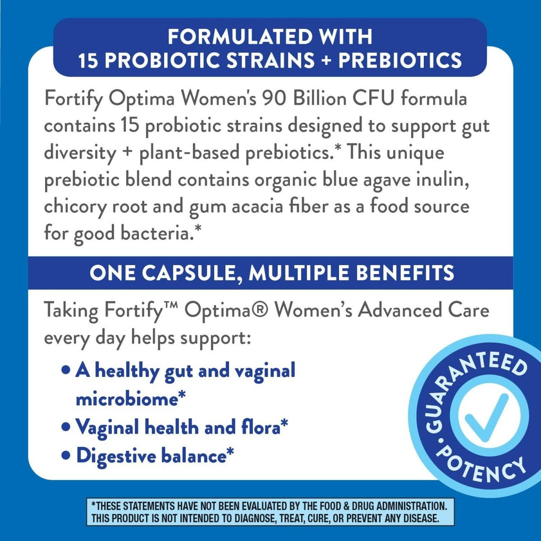 Nature?s Way Fortify Optima Women?s Daily Probiotic, 90 Billion, 15 Strains, Prebiotic, 30 Capsules - The Oasis of Health
