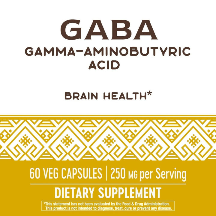 Nature's Way GABA, Gamma - Aminobutyric Acid 250 mg Potency, 60 VCaps - The Oasis of Health