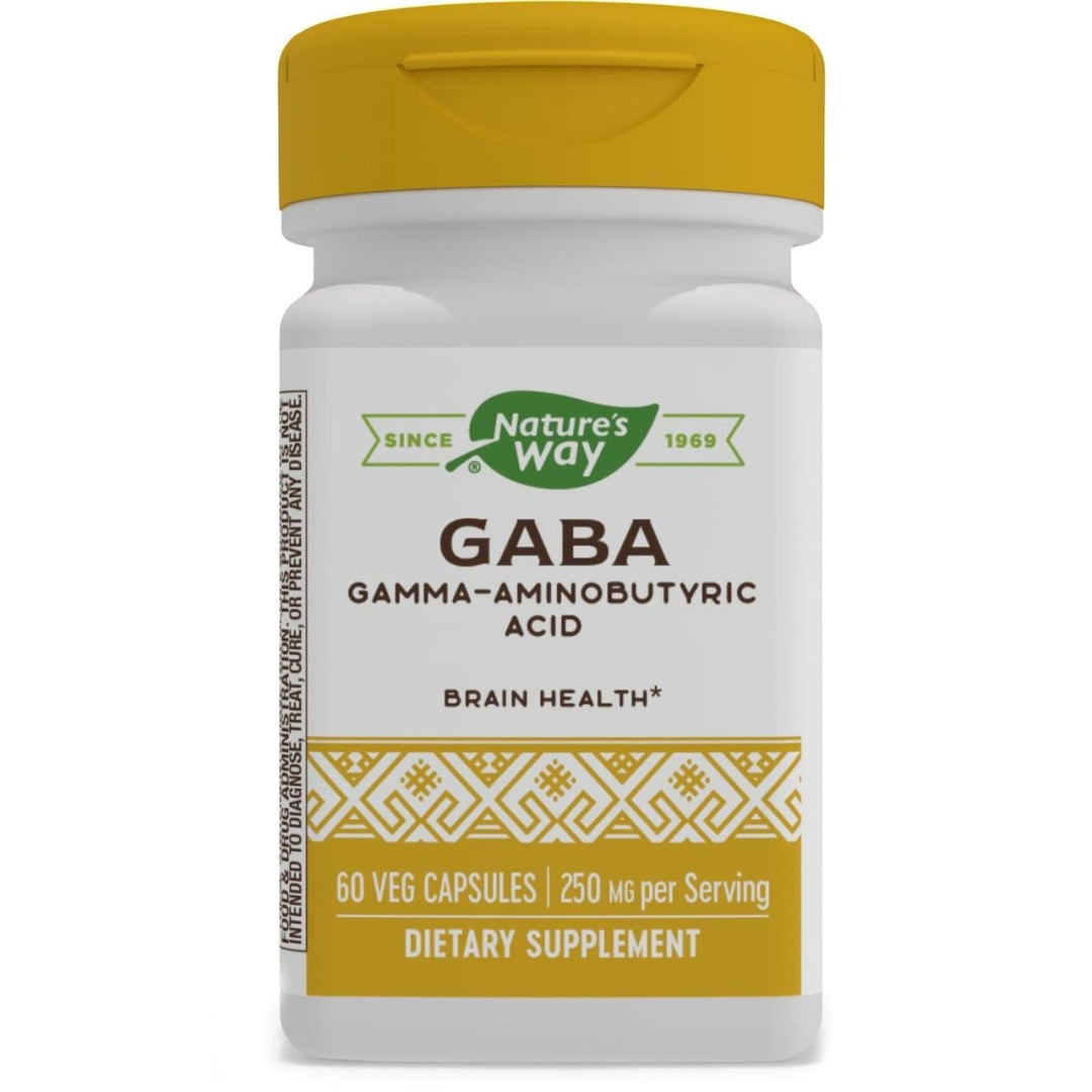 Nature's Way GABA, Gamma - Aminobutyric Acid 250 mg Potency, 60 VCaps - The Oasis of Health