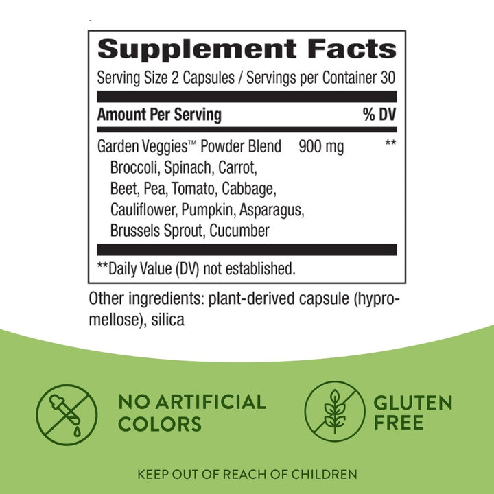 Nature's Way Garden Veggies - Nutrient - Rich Veggie Blend in Convenient Capsules - 60 Count - The Oasis of Health