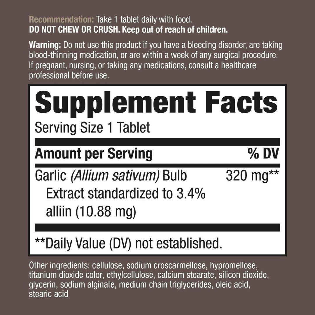 Nature's Way Garlinase Enteric Coated Tablets, 100 Count (Formerly Enzymatic Therapy) (Packaging May Vary) - The Oasis of Health