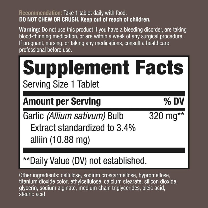 Nature's Way Garlinase Enteric Coated Tablets, 100 Count (Formerly Enzymatic Therapy) (Packaging May Vary) - The Oasis of Health