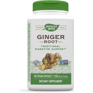 Nature's Way Ginger Root, Traditional Digestive Support*, 1110 mg Per Serving, Non - GMO Project Verified, 240 Capsules - The Oasis of Health