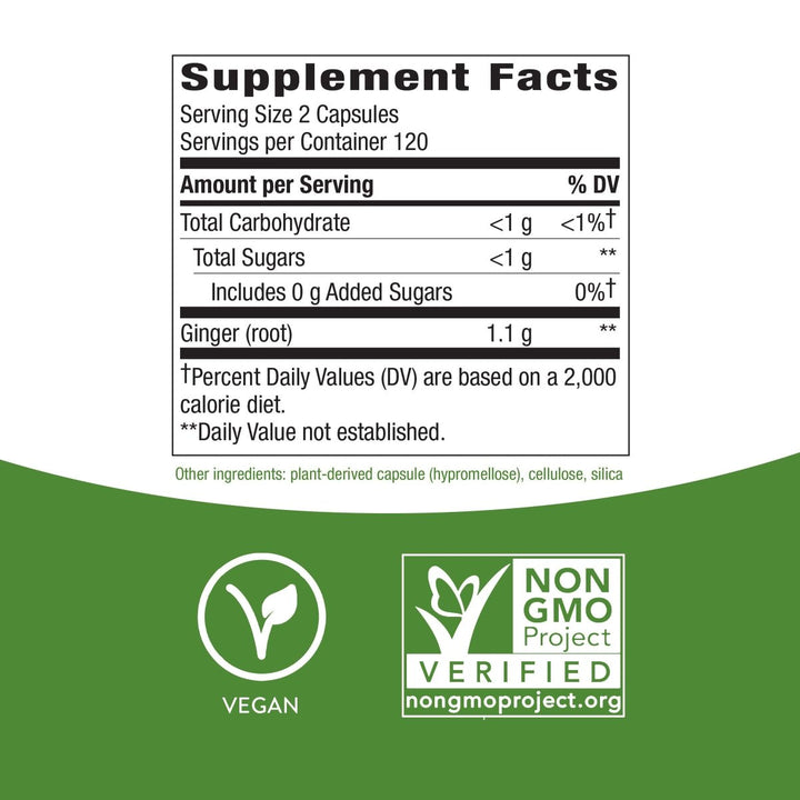 Nature's Way Ginger Root, Traditional Digestive Support*, 1110 mg Per Serving, Non - GMO Project Verified, 240 Capsules - The Oasis of Health