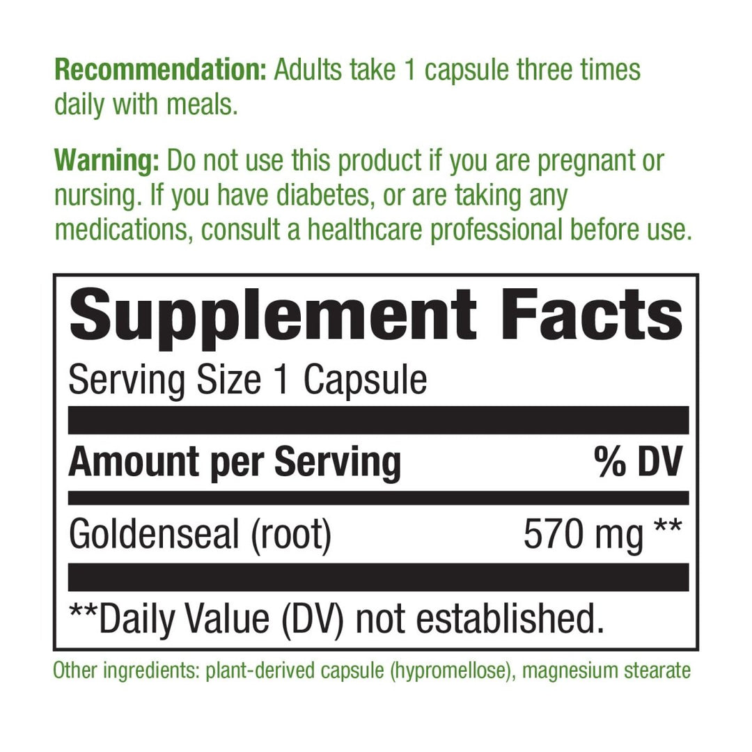 Nature's Way Goldenseal Root - Traditional Digestive Support in 50 Vegan Capsules - The Oasis of Health