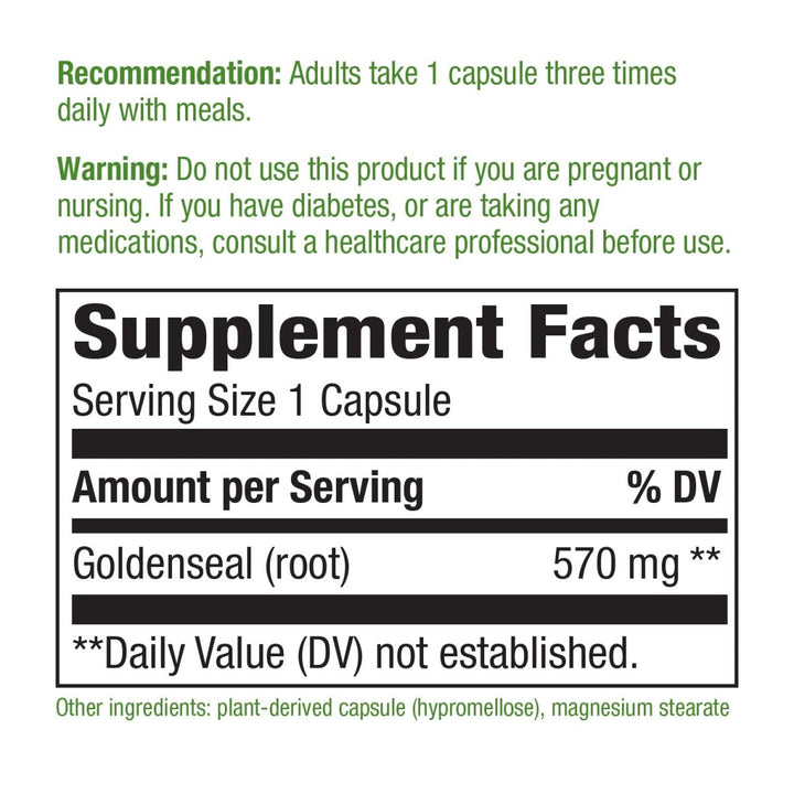 Nature's Way Goldenseal Root - Traditional Digestive Support in 50 Vegan Capsules - The Oasis of Health