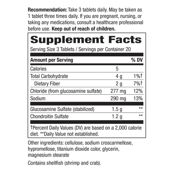 Nature's Way GS - 500 & Chondroitin - Stabilized Glucosamine for Healthy Joint Cartilage - 60 Tablets - The Oasis of Health