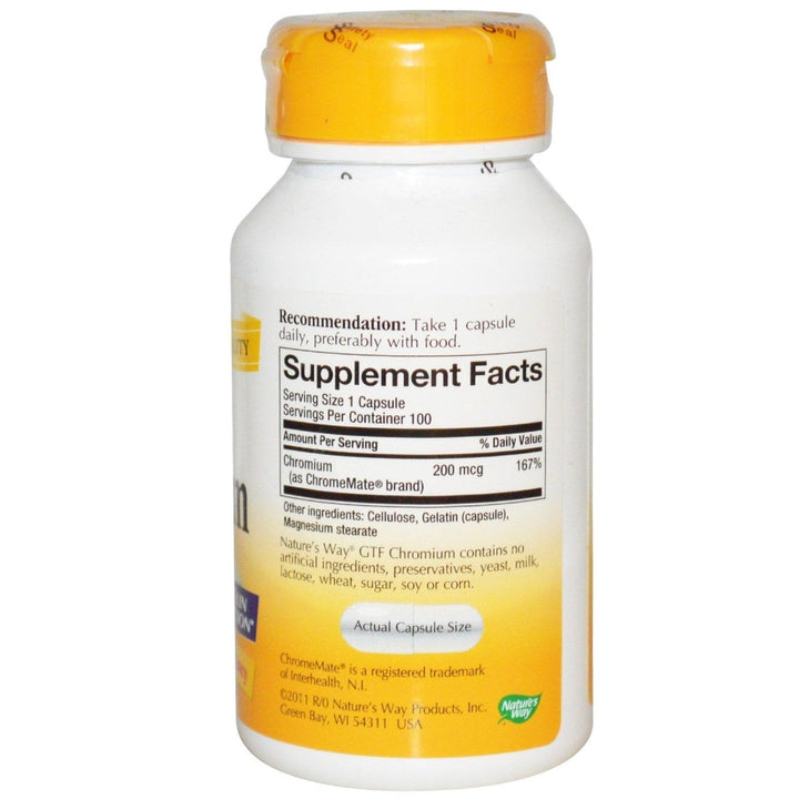 Nature's Way - Gtf Chromium, 200 mcg, 100 capsules - The Oasis of Health