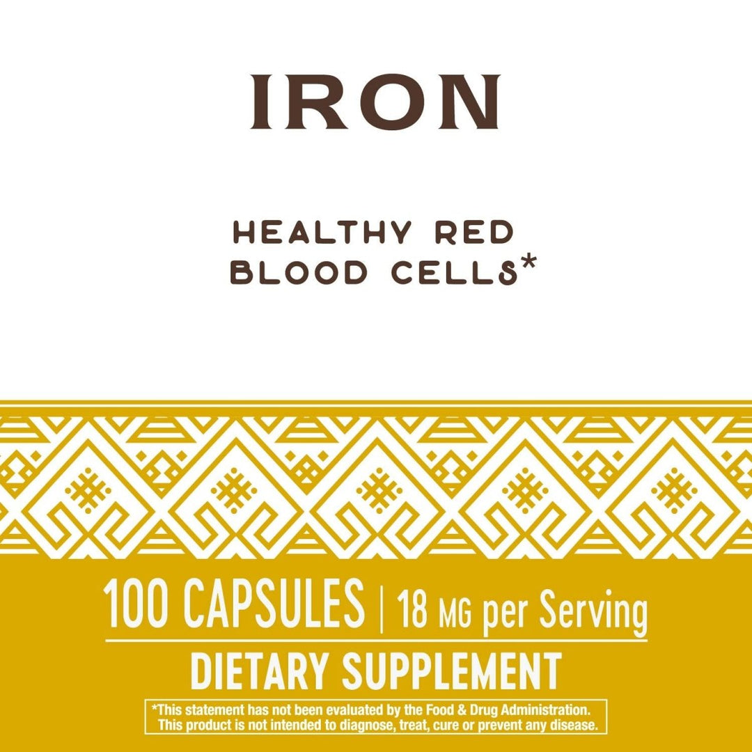 Nature's Way Iron Capsules - Supports Healthy Red Blood Cells - 18mg Per Serving - 100 Capsules - The Oasis of Health