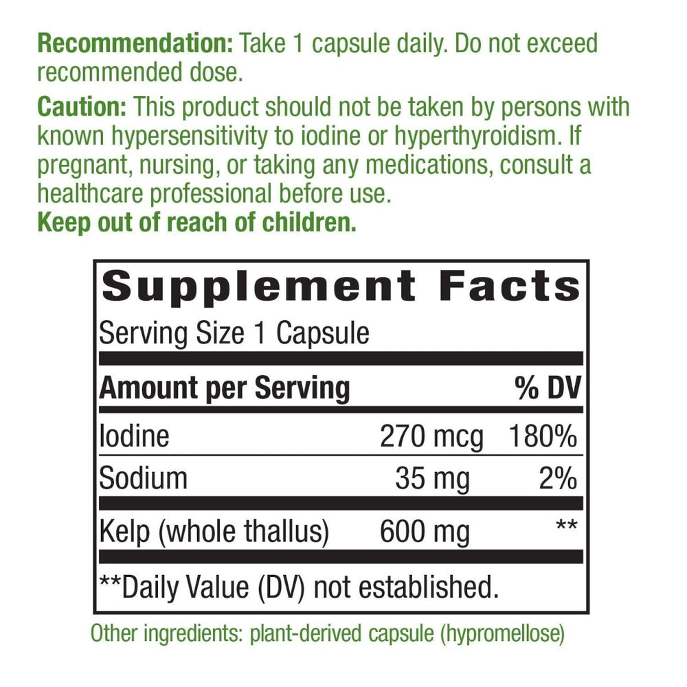 Nature's Way Kelp Capsules - 180 Capsules - The Oasis of Health
