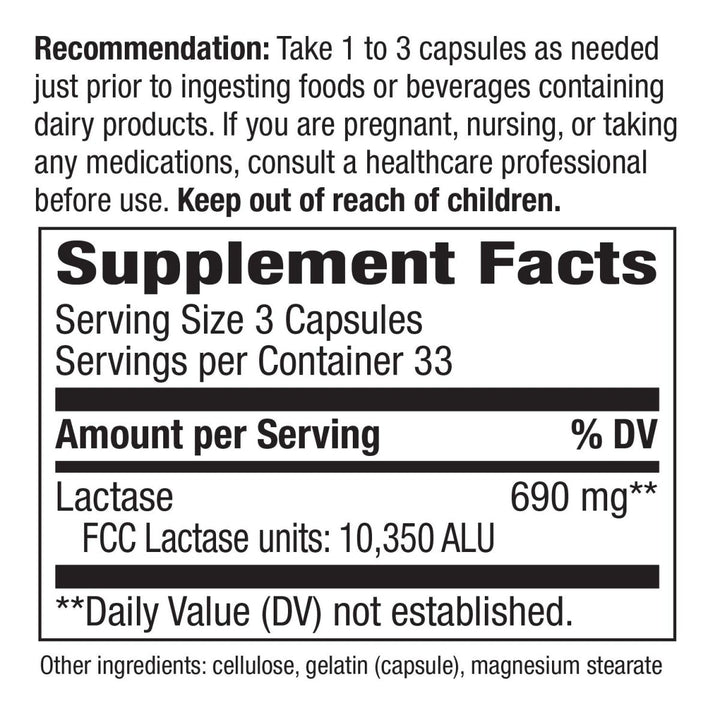 Nature's Way Lactase Enzyme Formula - 100 Capsules - The Oasis of Health