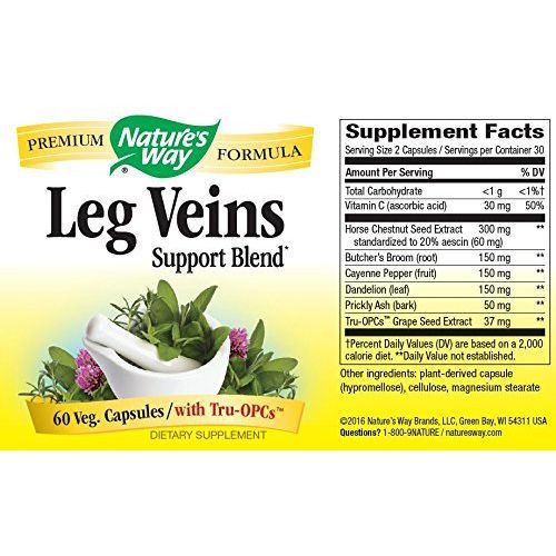 Nature's Way Leg Veins Support Blend*; with 6 - Herb Blend; Vegan; 60 Vegan Capsules (Pack of 3) - The Oasis of Health