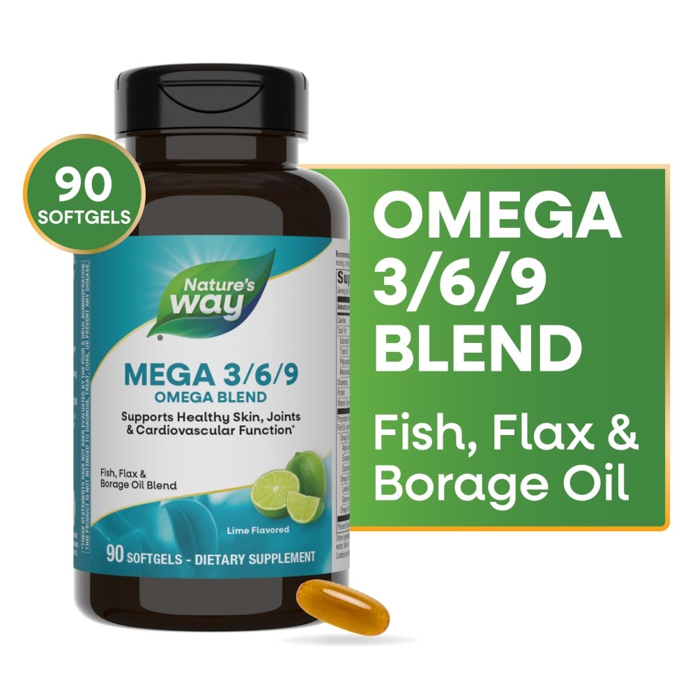Nature's Way Mega 3/6/9 Omega Blend Lime Flavor 90 Softgels - The Oasis of Health