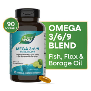 Nature's Way Mega 3/6/9 Omega Blend Lime Flavor 90 Softgels - The Oasis of Health