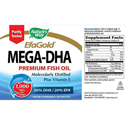Nature's Way Mega - DHA Softgels, 1000 mg, 60 Count - The Oasis of Health