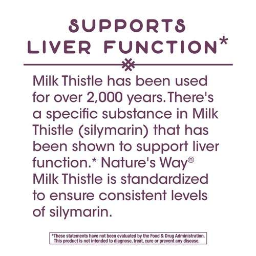 Nature's Way Milk Thistle, Premium Blend, 80% Silymarin per serving, Non - GMO, 120 Capsules - The Oasis of Health