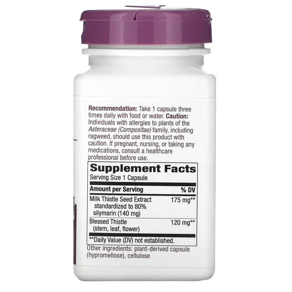Nature's Way Milk Thistle, Premium Blend, 80% Silymarin per serving, Non - GMO, 120 Capsules - The Oasis of Health
