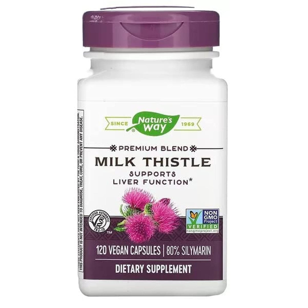 Nature's Way Milk Thistle, Premium Blend, 80% Silymarin per serving, Non - GMO, 120 Capsules - The Oasis of Health