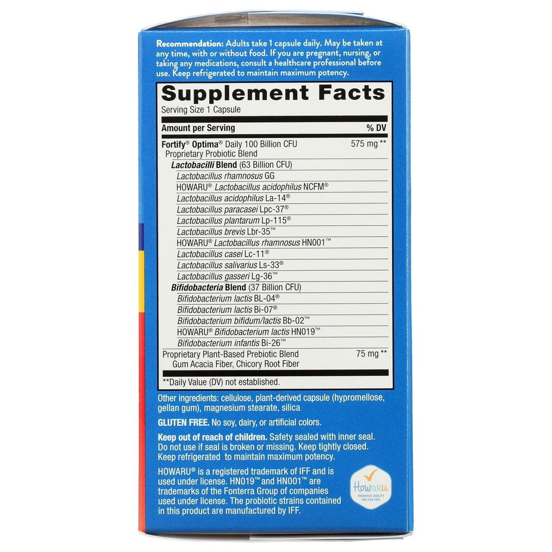 Nature's Way Natures Way Fortify Optima Daily Probiotic, 100 Billion, 15 Strains, Prebiotic, 30 Capsules, 30 Count - The Oasis of Health