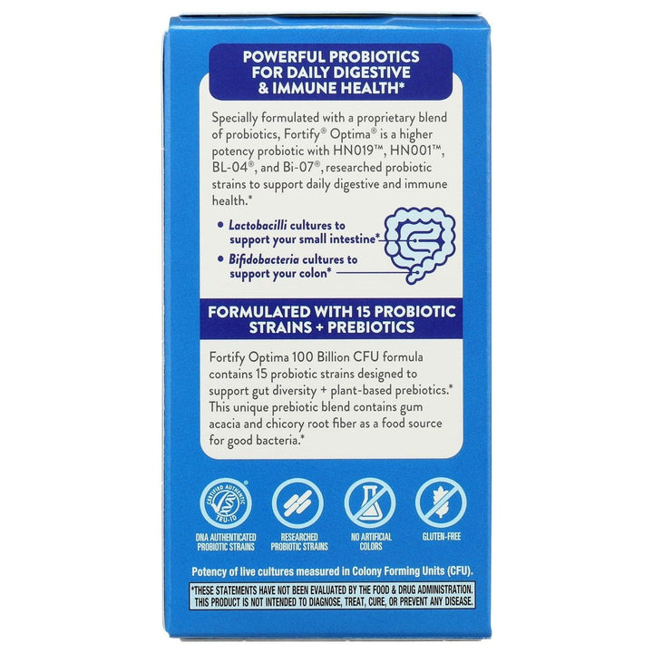Nature's Way Natures Way Fortify Optima Daily Probiotic, 100 Billion, 15 Strains, Prebiotic, 30 Capsules, 30 Count - The Oasis of Health