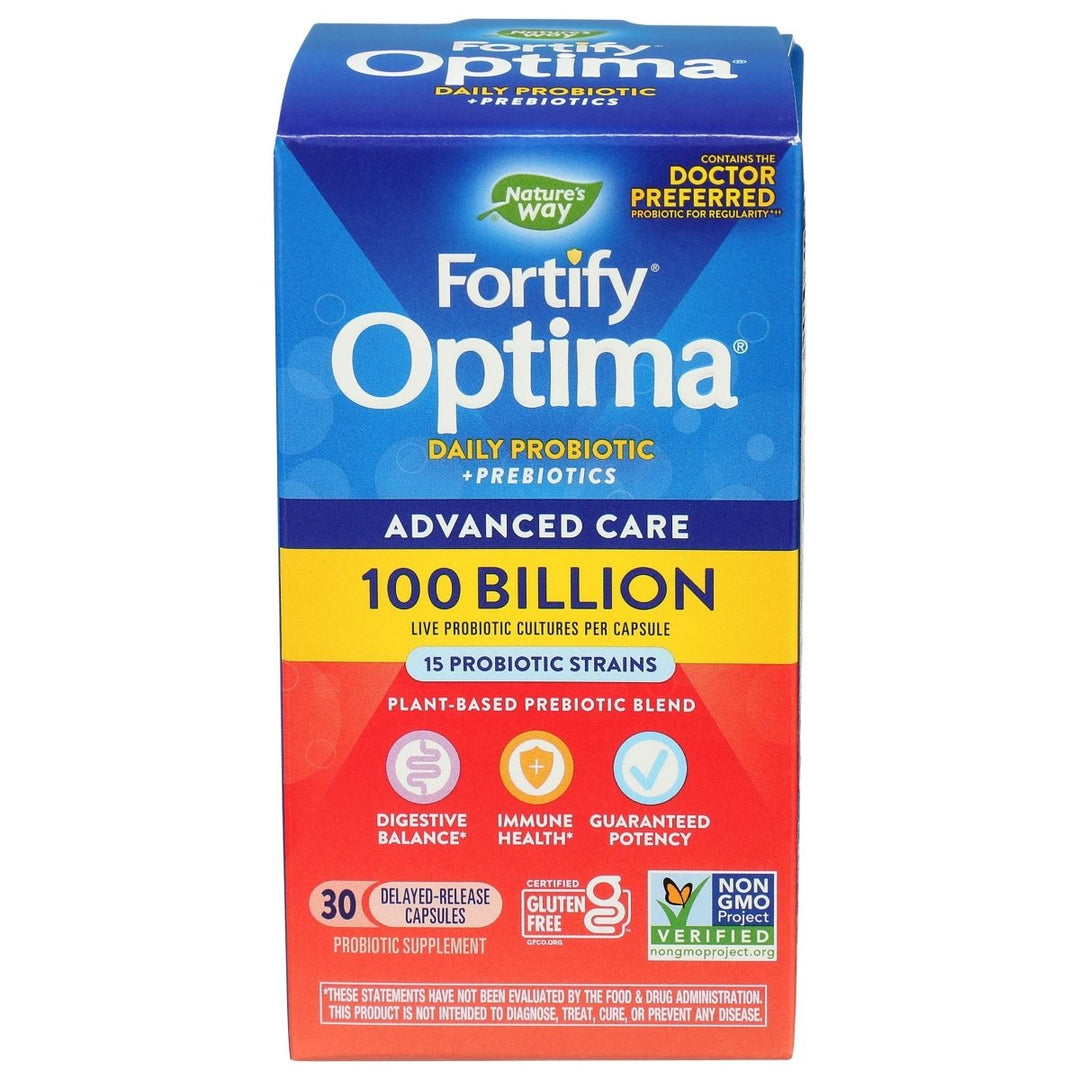 Nature's Way Natures Way Fortify Optima Daily Probiotic, 100 Billion, 15 Strains, Prebiotic, 30 Capsules, 30 Count - The Oasis of Health