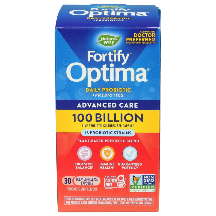 Nature's Way Natures Way Fortify Optima Daily Probiotic, 100 Billion, 15 Strains, Prebiotic, 30 Capsules, 30 Count - The Oasis of Health