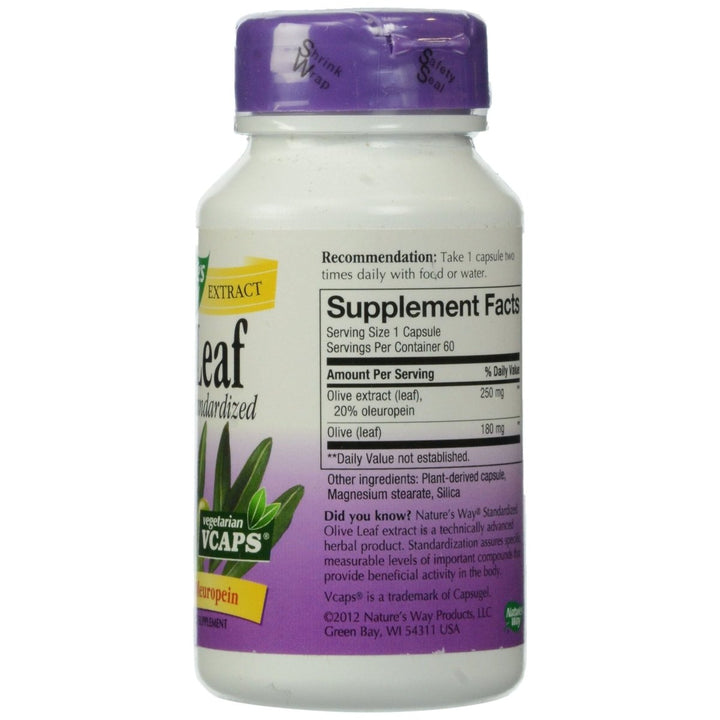 Nature's Way Olive Leaf 20% Oleuropein - 60 Vcaps - The Oasis of Health