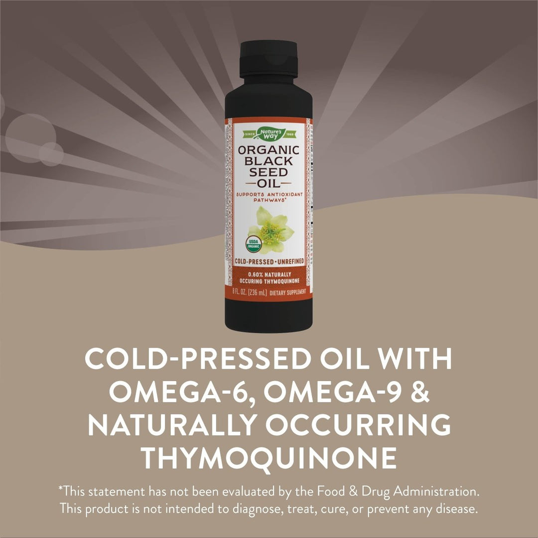 Nature's Way Organic Black Seed Oil - Premium Cold - Pressed Oil with Natural Benefits - 8oz - The Oasis of Health