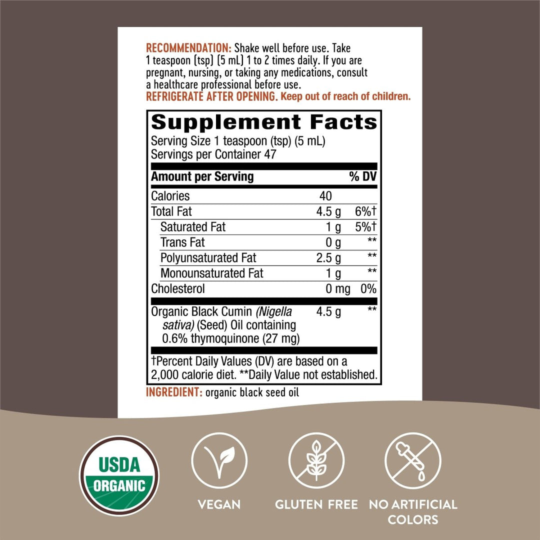 Nature's Way Organic Black Seed Oil - Premium Cold - Pressed Oil with Natural Benefits - 8oz - The Oasis of Health