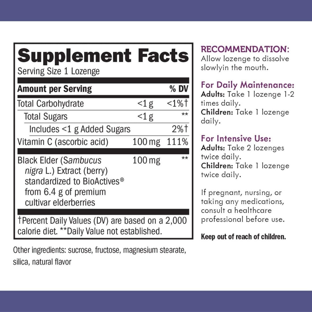 Nature's Way Original Sambucus Elderberry Lozenges with Vitamin C, Gluten Free, Vegan, 30 Count (Packaging May Vary) - The Oasis of Health