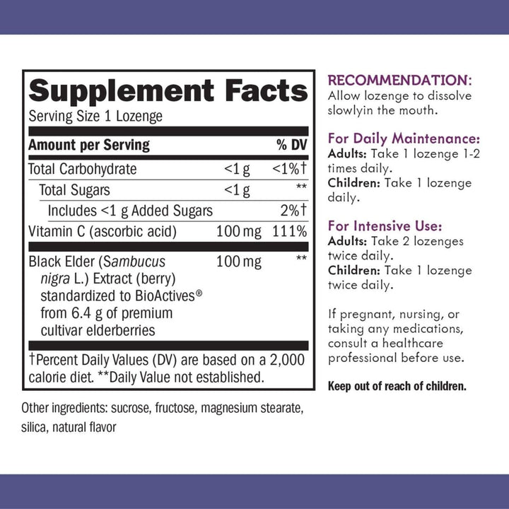 Nature's Way Original Sambucus Elderberry Lozenges with Vitamin C, Gluten Free, Vegan, 30 Count (Packaging May Vary) - The Oasis of Health