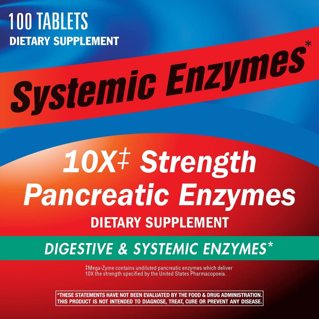 Nature's Way Pancreatic & Systemic Enzymes (Formerly Mega - Zyme), Relieves Occasional Muscle Soreness and Discomfort*, Pancreatic Enzymes, Digestive Support*, 100 Tablets - The Oasis of Health