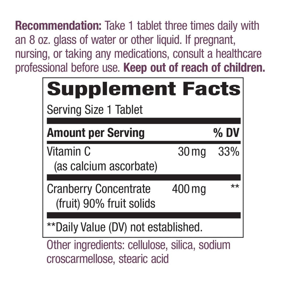 Nature's Way Premium Blend Cranberry 90% Fruit Solids 120 Count - The Oasis of Health