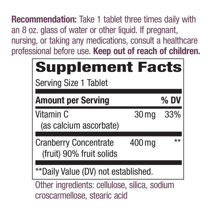 Nature's Way Premium Blend Cranberry 90% Fruit Solids 120 Count - The Oasis of Health
